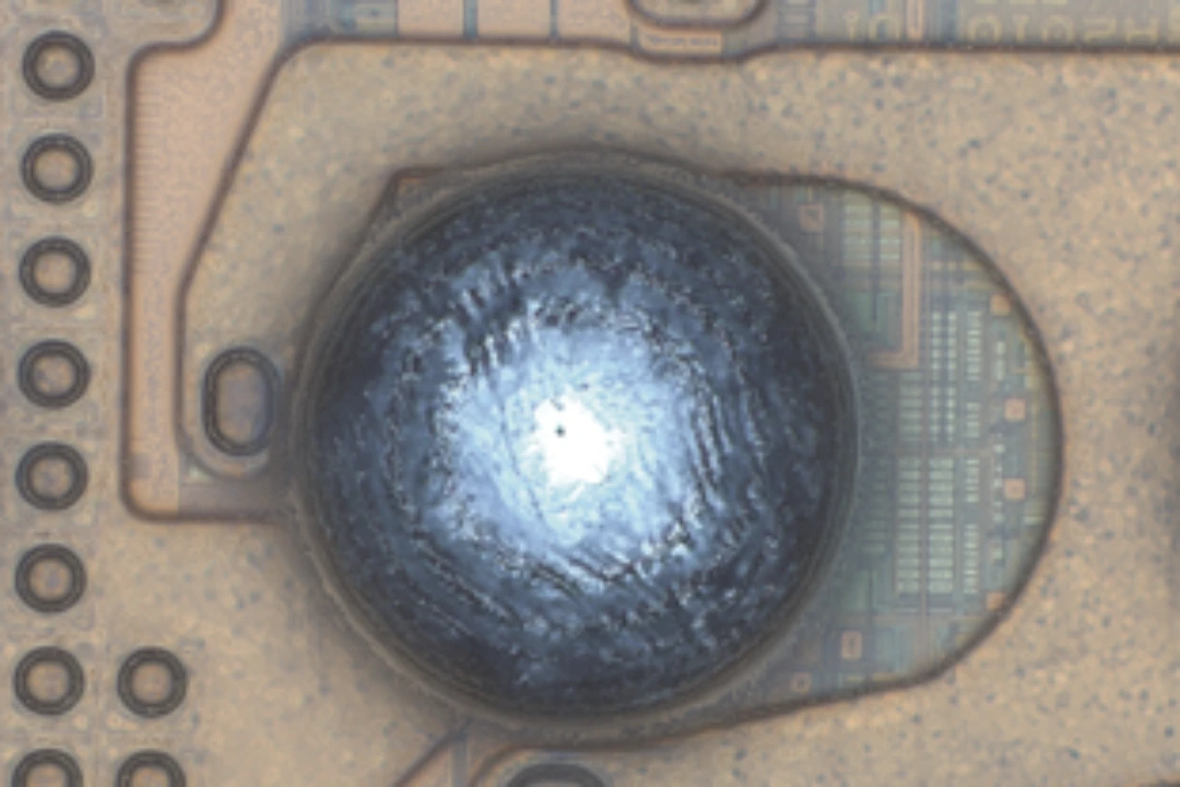 micrograph of Solder Ball on Integrated Circuit
